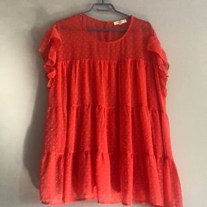 NWOT Bright Coral Flowy Blouse